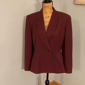 Jones New York Deep Red Suit Jacket Blazer Women Size Medium *No size tag inside